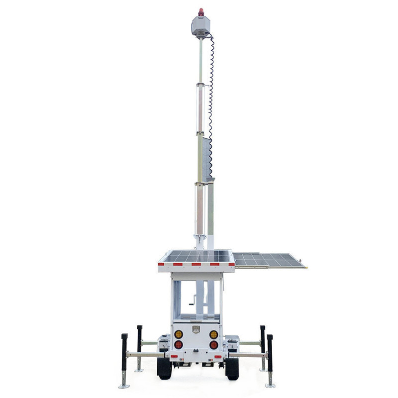 Surveillance Tower With Camera Remote Monitoring Wide Area Illumination Solar Mobile Light Tower