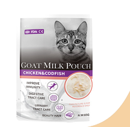 VITAMINS MINERALS Health Feature Top Grade Goat Milk Pouch Cat Treat Pet Wet Food 85g