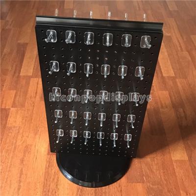 Black Spinner Display Rack 2-Way Pegboard Table Top Display With Detachable Hooks