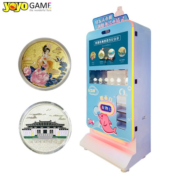 Custom Graphics Medal Vending Machine with Multiple Payment Options and Metal Construction for Theme Parks