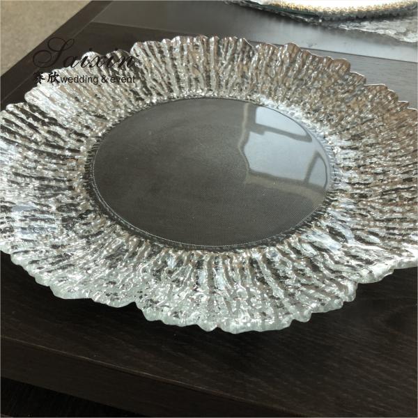 ZT-P056 Decoração de borda de prata clara Placa de carregador de vidro para decoração de casamento em casa
