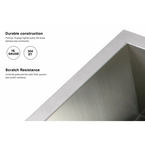 R15 сопротивление царапины раковины нержавеющей стали дюйма PVD угла 34