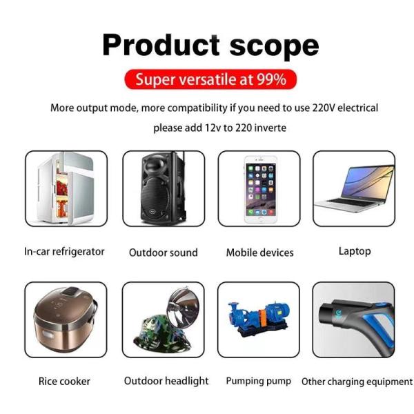 Bateria de lítio portátil de 12 V 30ah 50ah 80ah 100ah Bateria de energia solar para acampamento