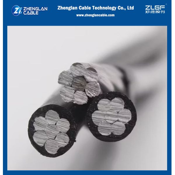 0.6/1kv Aluminum / Aluminum Alloy Conductor XLPE Insulated 2*1/0+1/0 AAAC AWG ABC Cable Overhead Bundled Electric Wire Service Drop Triplex
