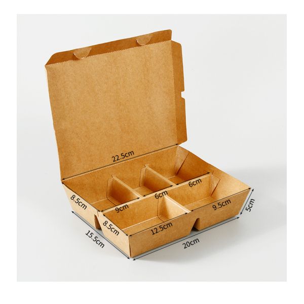 Одноразовые 5 квадратных деревянной целлюлозной бумаги коробка обеда для экологически чистой упаковки быстрого питания