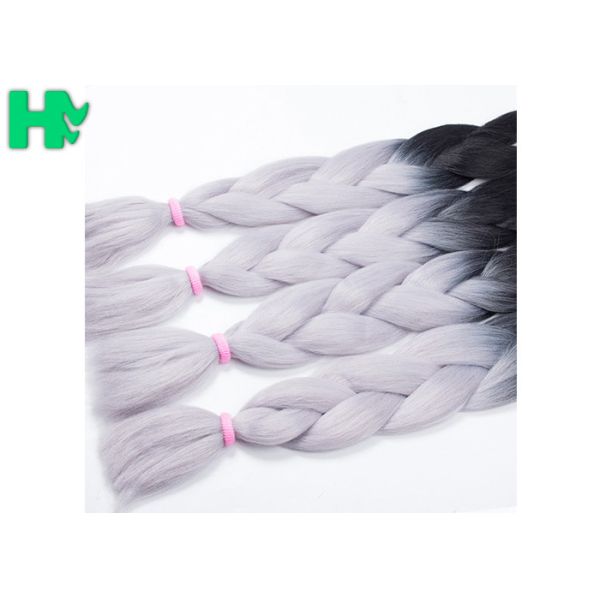 Two Tone Jumbo Fake Hair Pieces High Temperature Fiber Synthetic Braiding