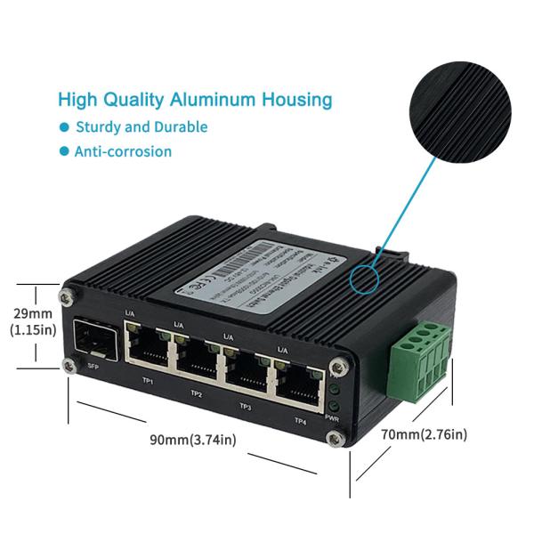 Micro porto industrial 10/100M SFP do interruptor 4 dos ethernet do gigabit RJ45