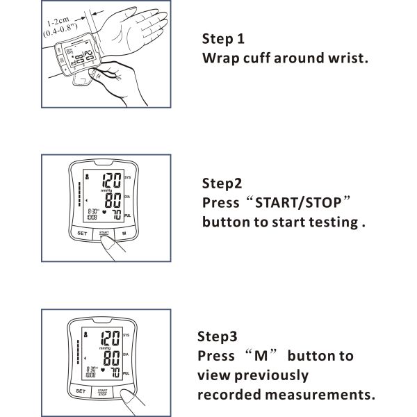 Medical Electronic Digital Sphygmomanometer Digital Wrist Blood Pressure Monitor