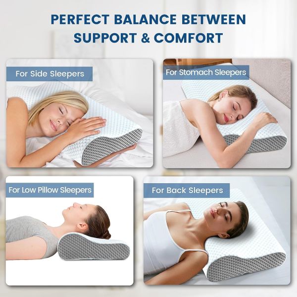 60 Fabric Count Ergonomic Memory Foam Neck Pillow for Neck and Shoulder Pain Relief