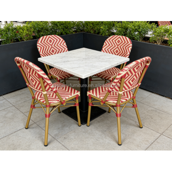 Hot Selling Bamboo Style Chair Resort Deck Rattan Wicker Chair Outdoor Patio Aluminum Dining Chair