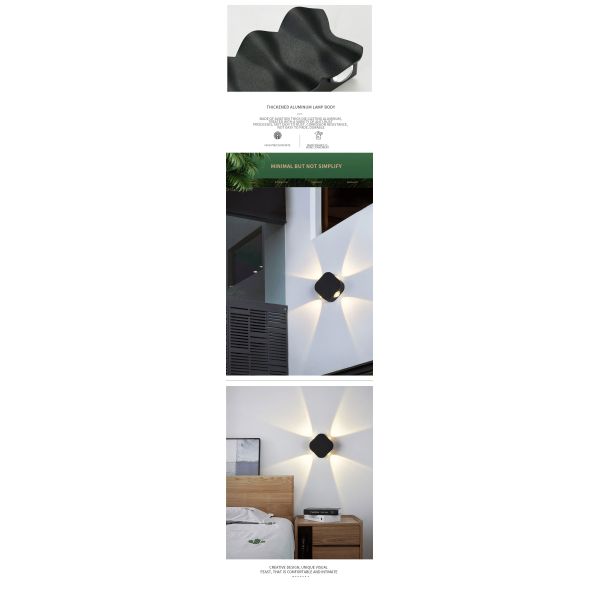 4w 6w Wall Lamp Ac85-265v sand black / sand white 3000k/6000k Aluminum + Acrylic