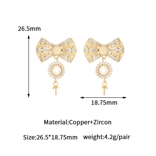 Brass 14k Gold Plated Zircon Studs Butterfly Enamel Flower Earring for Women's Fashion Earrings Accessories