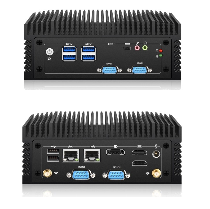 4 x COM232 i3/i5/i7 IPC BOX 10-го поколения ПК 2x LAN Fanless 16GB DDR5 512GB SSD