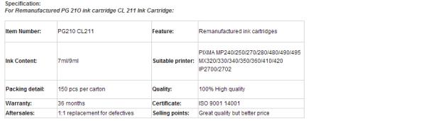 For Canon 210 Compatible Remanufactured ink cartridge For Canon 210 Canon 211 ink cartridge Canon 210 Canon 211