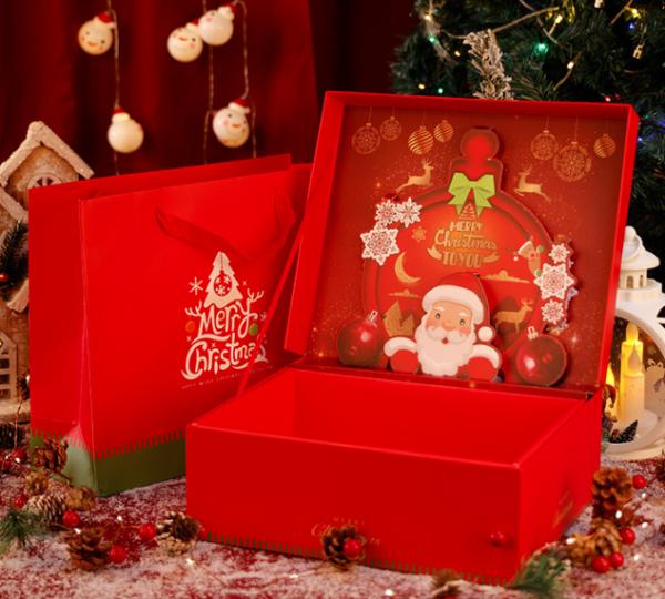 Juego de caja de regalo mágica navideña 3D Premium Pop Up con escena de Santa Claus, cierre magnético