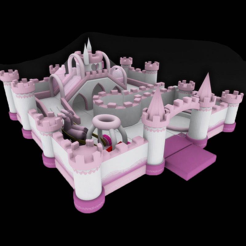 Customize Inflatable Bouncy House pink Inflatable Fun City Inflatable Bounce Castle with Slide for Kids  for Sale