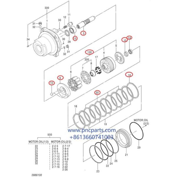 ZX450-3 9262852 Travel Motor Rebuid Kit MSF-340VP-FL1 Hydraulic Components