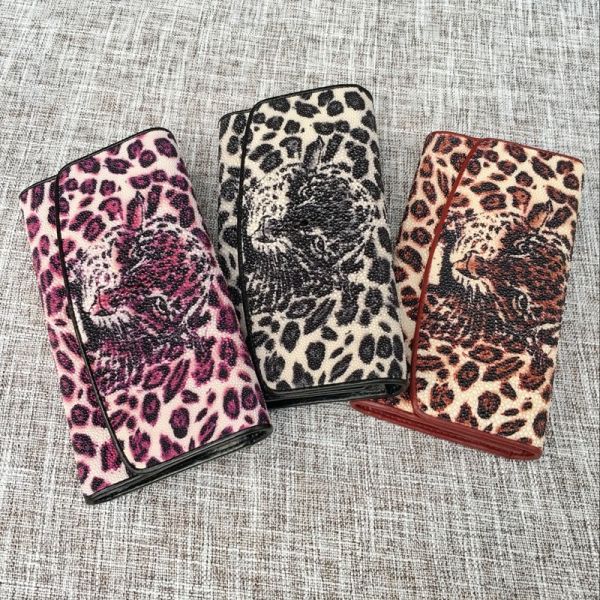 Authentic Stingray Skin Leopard Tiger Designer  Long Wallet Genuine Leather Women Large Clutch Purse Lady Card Holder