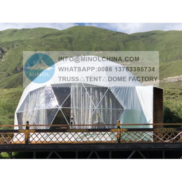 Winter Camping 6m Heat Proof Geodesic Dome Tent Transparent