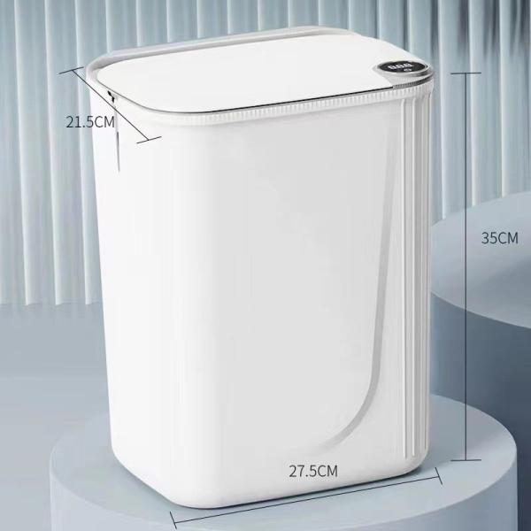 Living Room Bedroom IPX5 Waterproof Intelligent Electronic Motion Plastic Trash Can with Power Display