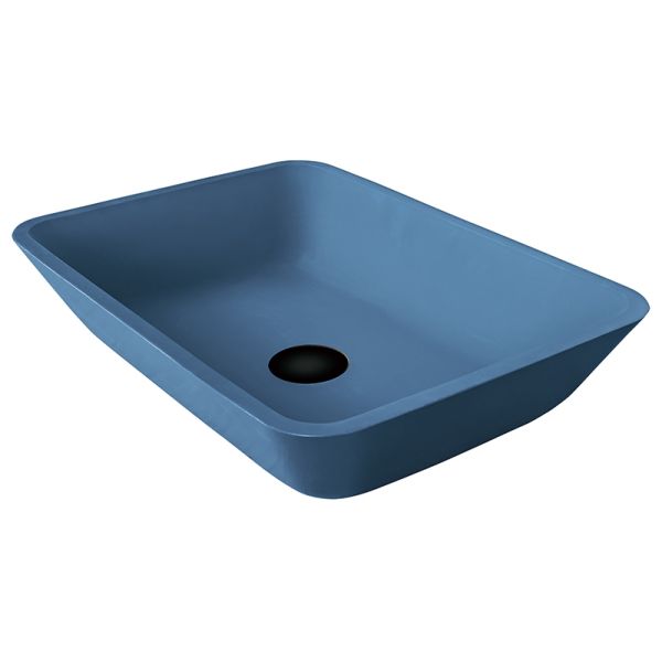 Handmade ужесточатый стеклянный свет сосуда Matt раковины - голубая тщета прямоугольная