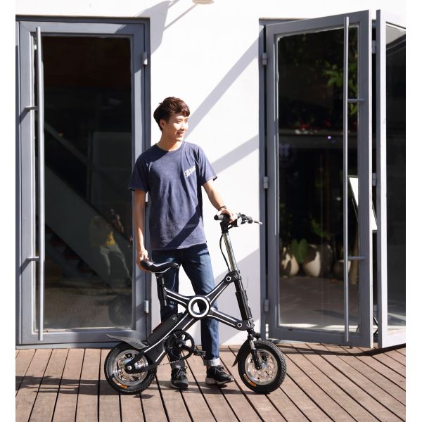 Adult 350W 2 Wheel Black / White Foldable Electric Scooter / Bicycle With Seat