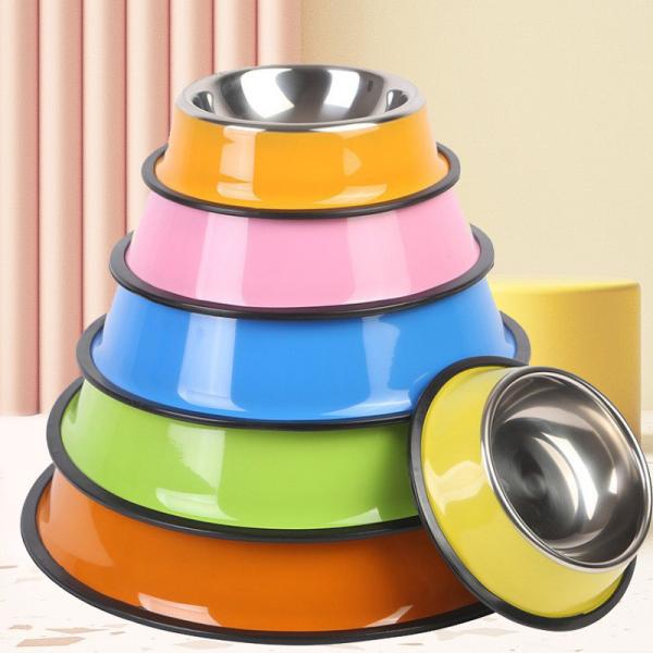 Pet bowl non-slip stainless steel for feeding and drinking