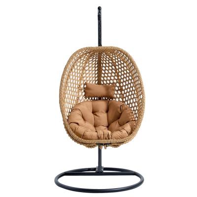 Rattan Woven Hanging Basket Swing Chair Indoor Outdoor Hanging Egg Chair Boho Nest Swing For Balcony Living Room Lazy Rocking Chair Trendy Wicker Hanging Seat