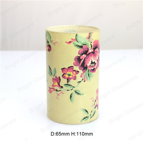 Fashion wedding decorative glass candle container with decal logo