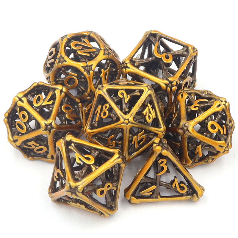Wholesale Custom Brass Hollow Dice Set for D&D RPG MTG with Custom Logo in 16mm-20mm Sizes
