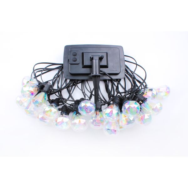 Solar Panel Powered Christmas Holiday Decoration LED Light String Shatterproof Waterproof E12 Sockets Diamond Shaped Festoon