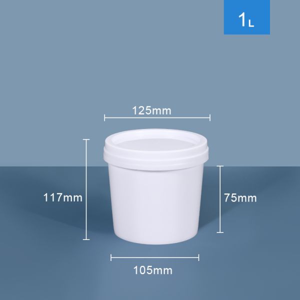 Cubo de plástico de PP tapa de mango de hierro para el hogar Contenedor blanco transparente de grado alimenticio