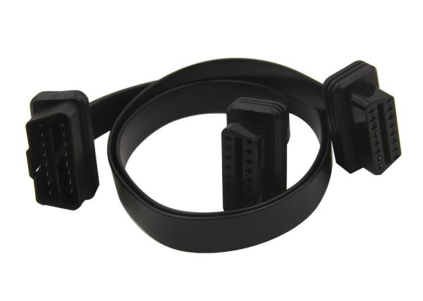 OBD2 OBDII 16 Pin J1962 Male 24V to Dual Female Flat Splitter Y Cable