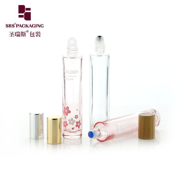 Thick Bottom Molded Glass Roller Bottle Perfume Packing 15ML With Bamboo Cap