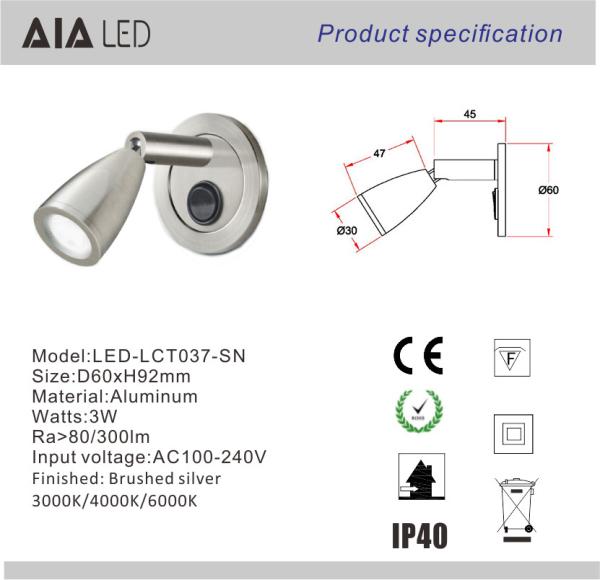 Surface mounted hotel 3W pulldown led bed wall lamp for bedroom accordion wall lamp for bedside