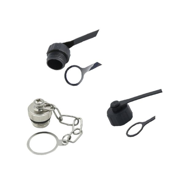 M8 Connector Dust Cover with Chain for Male Female Plug and Socket Protection Plastic Black Cover