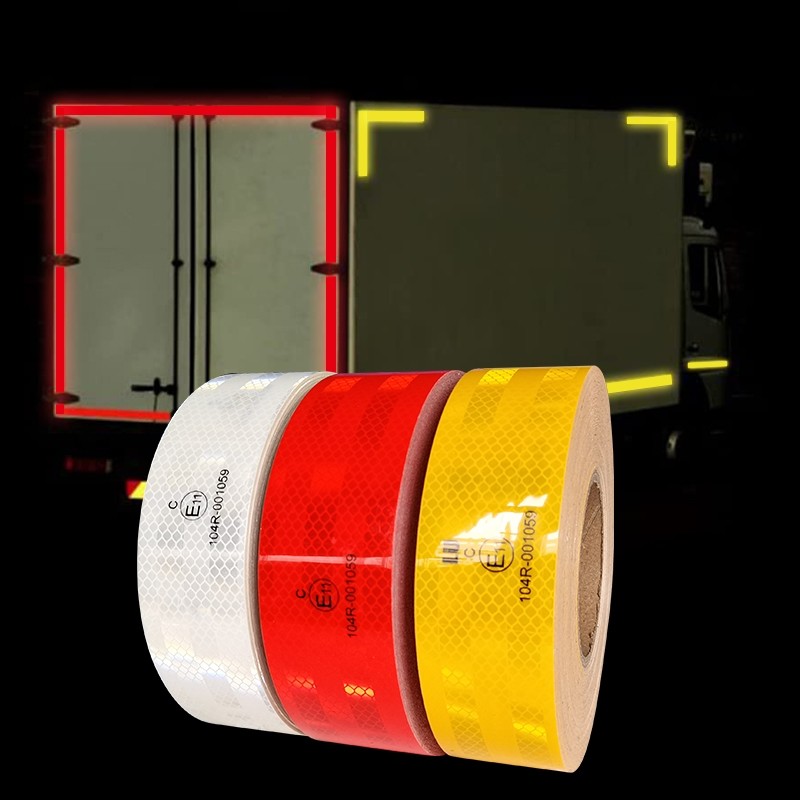 Напечатанные на заказ ECE 104r Rolls Car Reflective Prismatic Red Stickers Виниловая рефлекторная лента для грузовиков