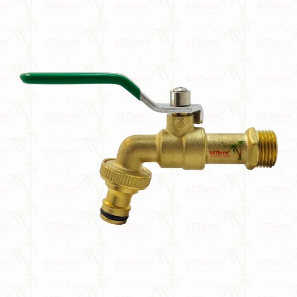 Gold Plated Heavy Duty Classic Green Iron Handle Bibcocks Water Spout Faucet Water Tap Spigot 1/2