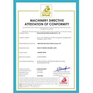 Henan Bedo Machinery Equipment Co.,LTD Сертификации