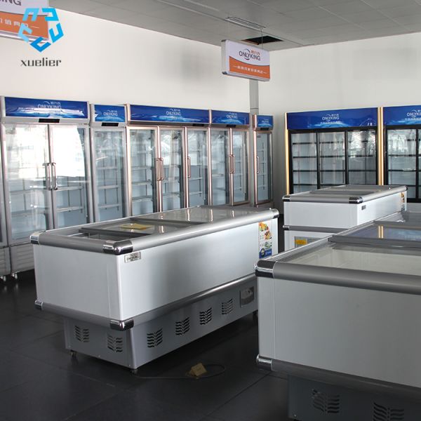 Supermarket Beverage Glass Door Display Freezer Golden Frame 2 Door