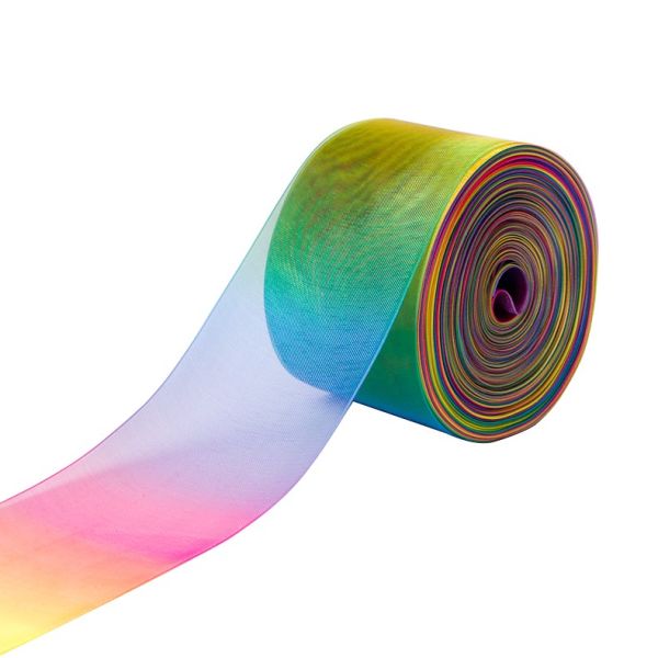 Custom Rainbow Gradient Double Face Satin Ribbon for Personalized Branding