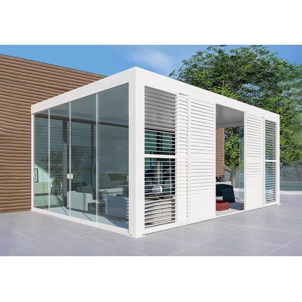 Windproof Zip Blinds and Glass Doors For Outdoor Louvered Electric Pergola