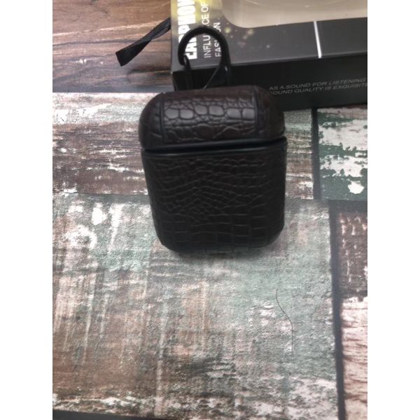 OEM Crocodile Pattern Real Leather Earphones Case Protective Headphones Cover for Airpod 2