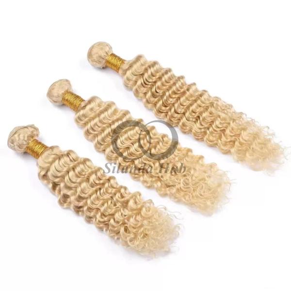 #613 Bleached Blonde Deep Wave Remy Human Hair Bundles Sew In Weave Bundles Brazilian Bundle Deals