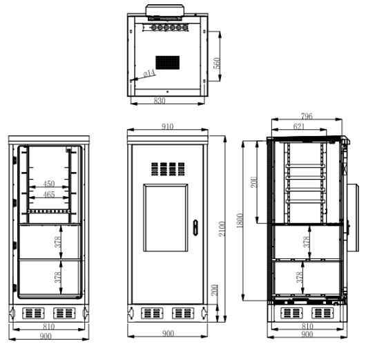 Integrated Steel Powder Coating Outdoor Telecom Cabinets With Air Conditioner Cooling