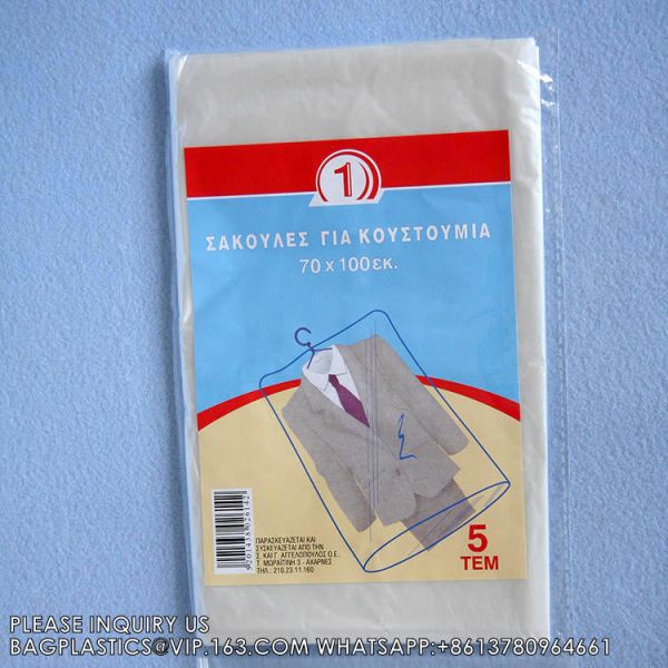 Plastic Garment Bags Clear Dress Covers For Hanging Transparent Dry Cleaning Bags Dust-Proof Garment Covers