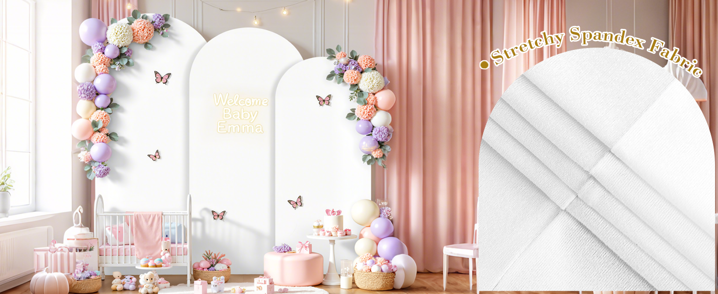 White Arch Covers 3 Set, Arch Backdrop Cover Spandex Wedding Arch Stand Covers