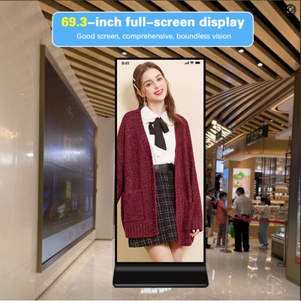 69.3 Inch Ultra Thin Stretched Display Full Screen Digital Signage Kiosk Ultra Wide LCD Floor Stand Kiosk in 4K Resolution