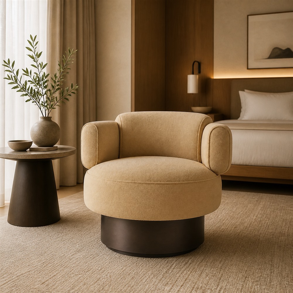Contemporary 1-Seater Metal-Base Swivel Lounge Chair TR-H006