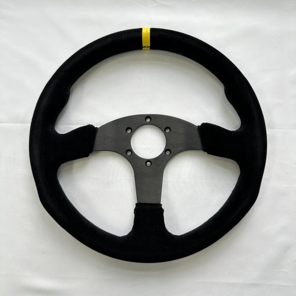 Three Spoke Deep Dish Carbon Fiber Racing Steering Wheel Black Suede Customized